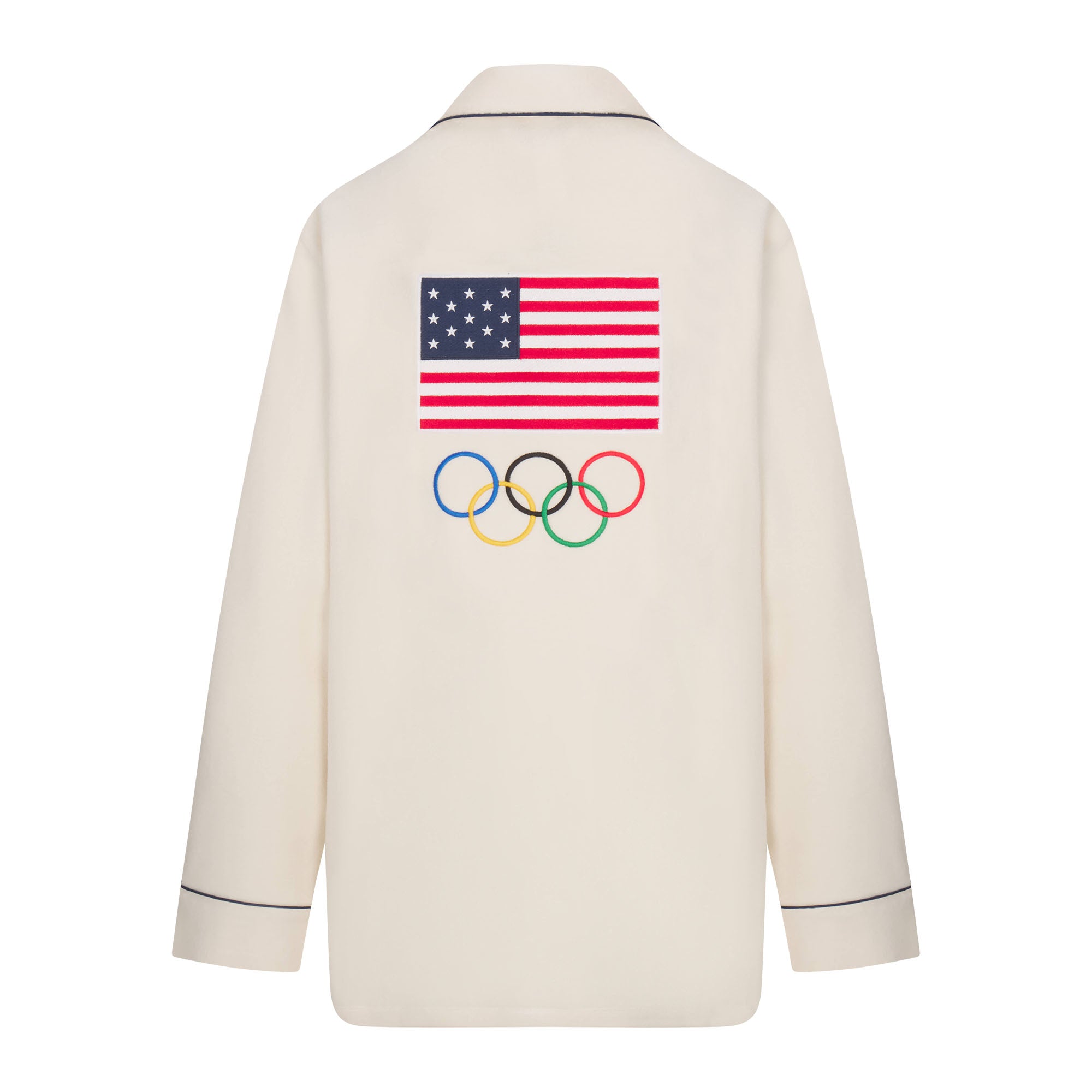 SKIMS FOR TEAM USA FLEECE UNISEX OLYMPIC OVERSIZED SLEEP TOP | ECRU - Image 12