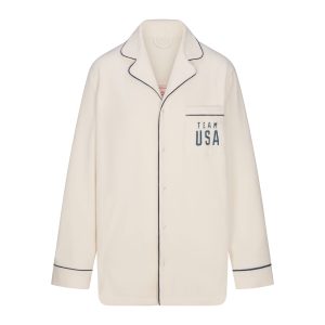 SKIMS FOR TEAM USA FLEECE UNISEX OLYMPIC OVERSIZED SLEEP TOP | ECRU