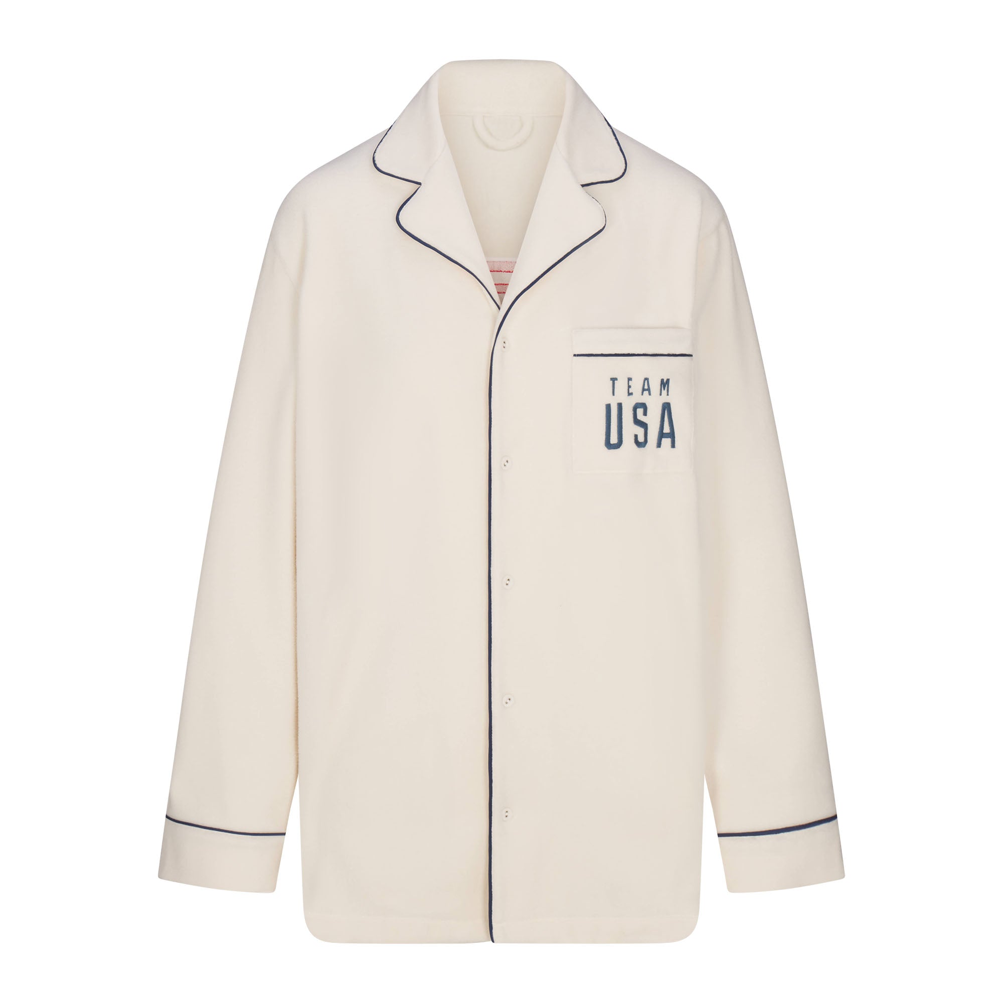 SKIMS FOR TEAM USA FLEECE UNISEX OLYMPIC OVERSIZED SLEEP TOP | ECRU
