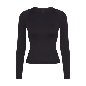 NikeSKIMS AIRY LONG SLEEVE CREW NECK TOP | OBSIDIAN