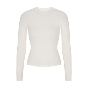 COTTON RIB LONG SLEEVE T-SHIRT | MARBLE