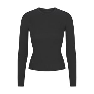 COTTON RIB LONG SLEEVE T-SHIRT | SOOT