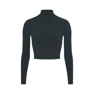 NikeSKIMS VINTAGE SEAMLESS MOCK NECK CROP TOP | DARK TEAL