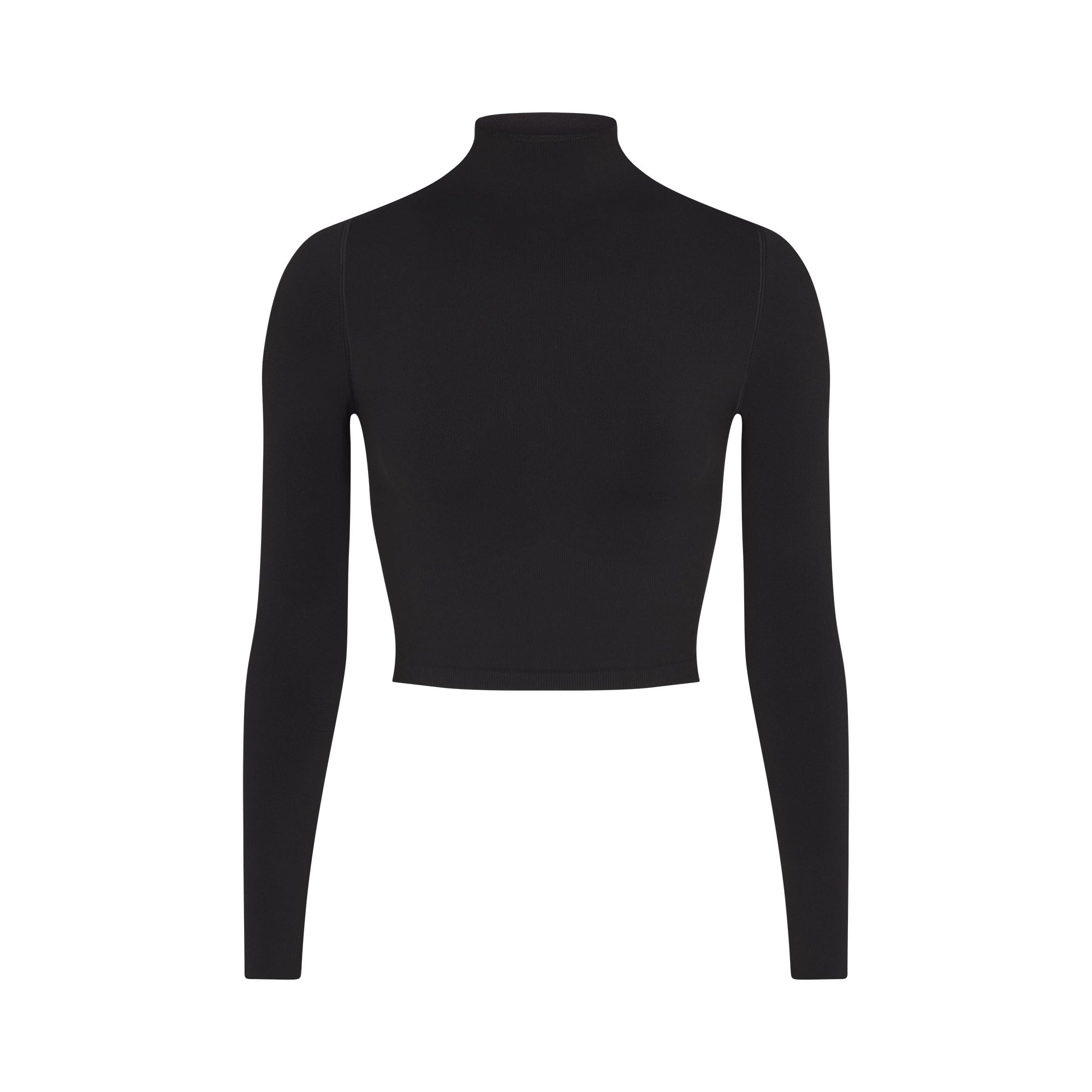 NikeSKIMS VINTAGE SEAMLESS MOCK NECK CROP TOP | OBSIDIAN