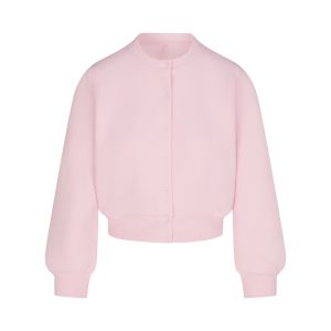 COTTON FLEECE SHRUNKEN CARDIGAN | CHERRY BLOSSOM