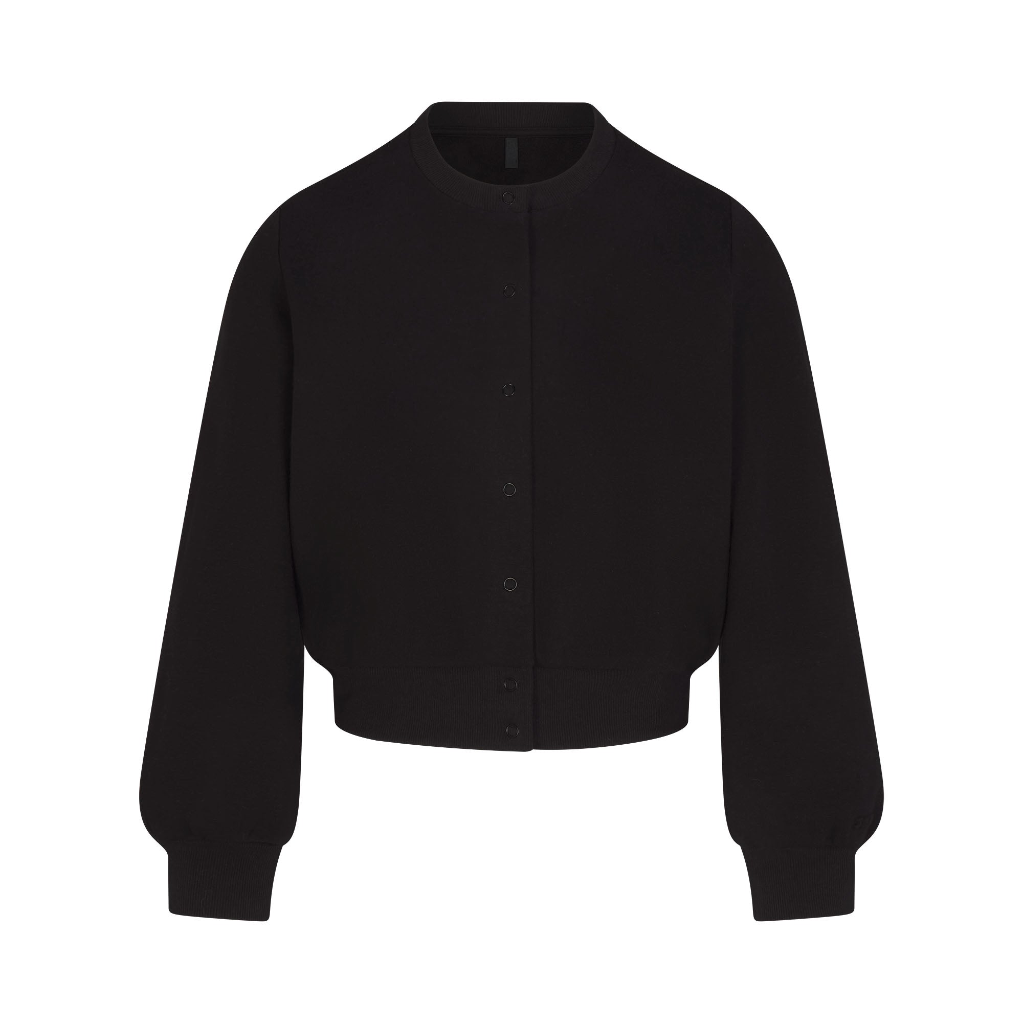 COTTON FLEECE SHRUNKEN CARDIGAN | ONYX