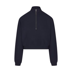DRAPEY FRENCH TERRY HALF ZIP | NAVY