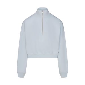 DRAPEY FRENCH TERRY HALF ZIP | POWDER BLUE
