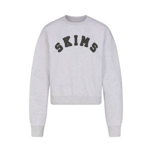 COTTON FLEECE LOGO CLASSIC CREWNECK | LIGHT HEATHER GREY WITH ONYX LOGO