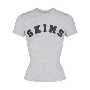 COTTON JERSEY LOGO T-SHIRT | LIGHT HEATHER GREY WITH ONYX LOGO