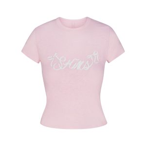 WORN IN JERSEY T-SHIRT | PEONY SKIMS BOW