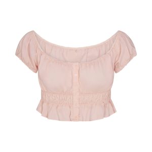POPLIN APPAREL OFF THE SHOULDER TOP | DUSTY PINK