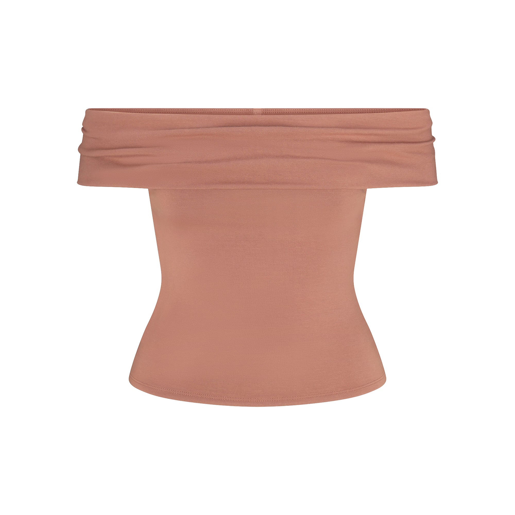 SMOOTH LAYERS ASYMMETRICAL OFF THE SHOULDER TOP | NUTMEG