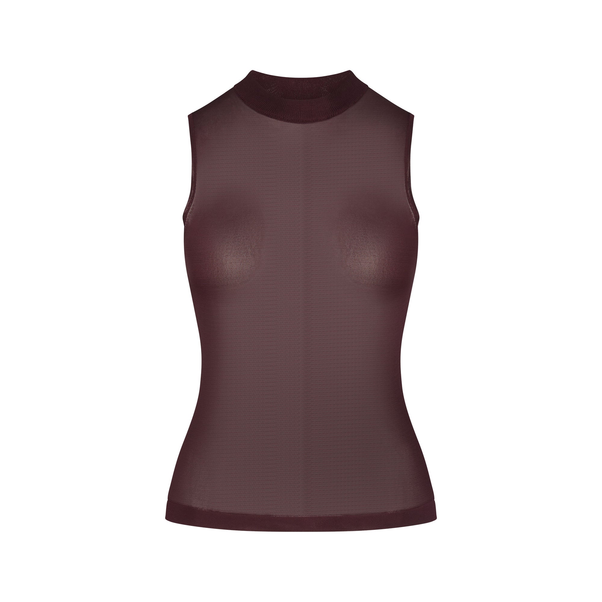 SLINKY KNIT MOCK NECK TANK | CURRANT