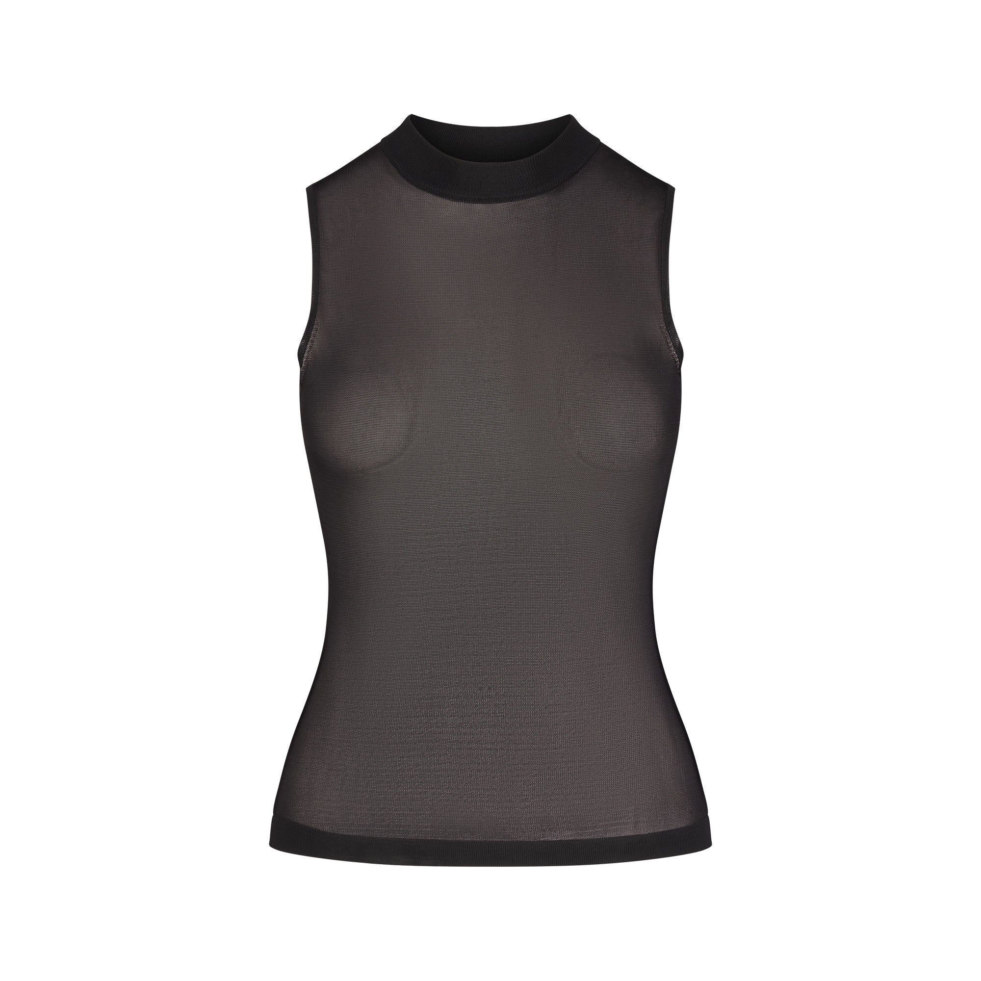 SLINKY KNIT MOCK NECK TANK | OBSIDIAN