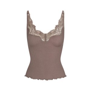 RIB KNIT LACE CAMI | AMETHYST