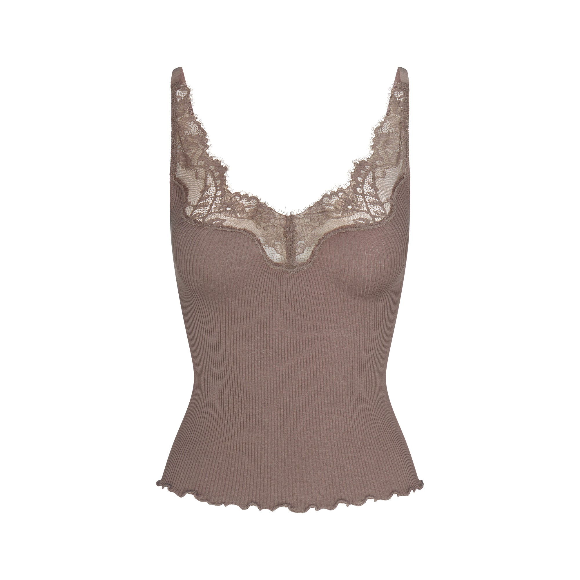 RIB KNIT LACE CAMI | AMETHYST