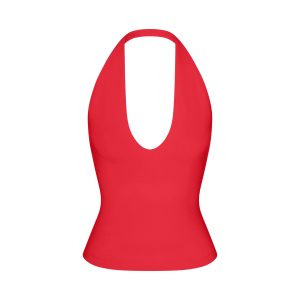 SMOOTH LAYERS HALTER TOP | CARMINE