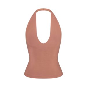 SMOOTH LAYERS HALTER TOP | NUTMEG