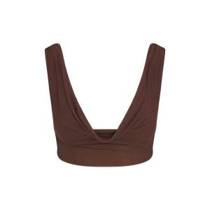 VETTESE X SKIMS SHEER MODAL DRAPED BRALETTE | COCOA