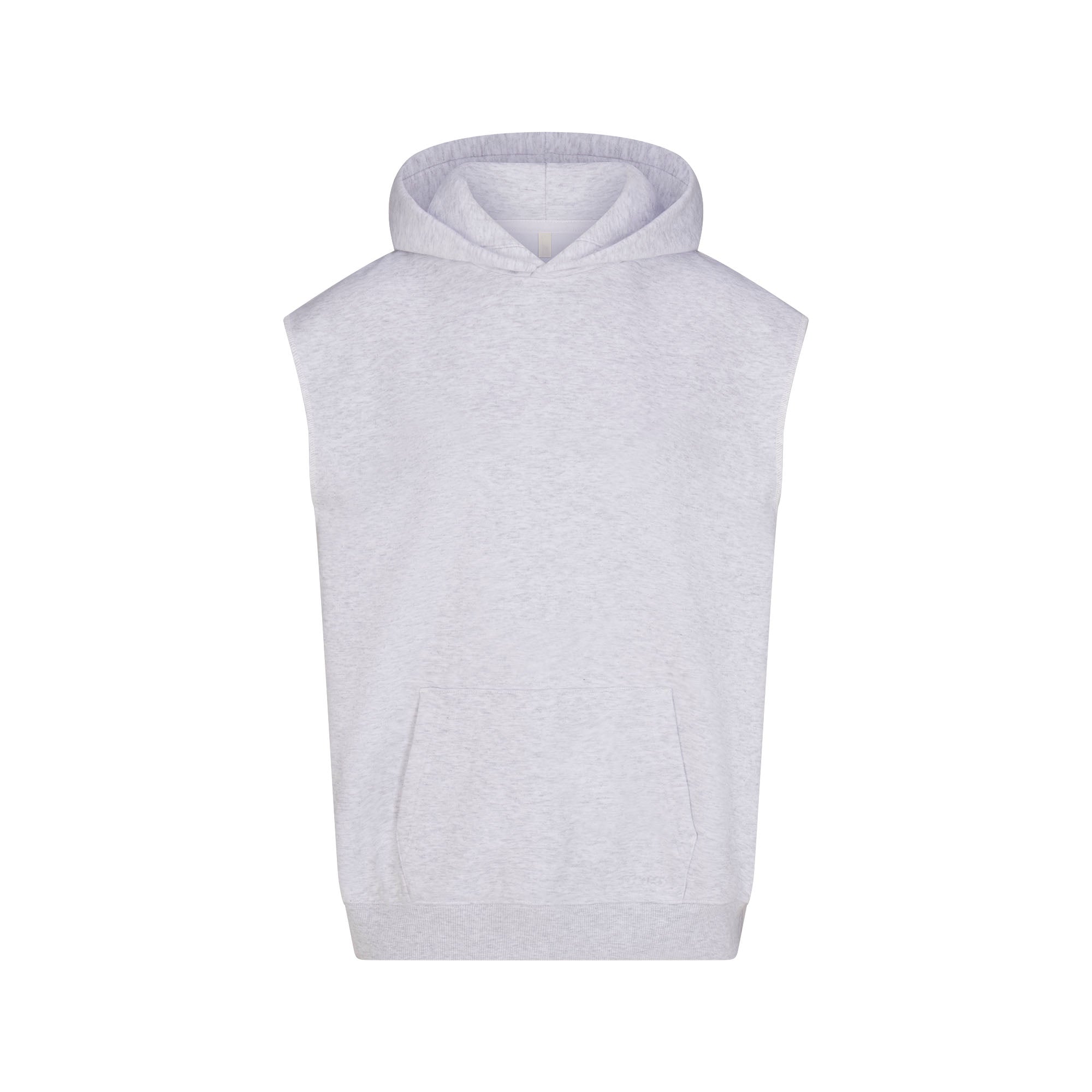 COTTON FLEECE OVERSIZED SLEEVELESS HOODIE | LIGHT HEATHER GREY