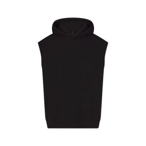 COTTON FLEECE OVERSIZED SLEEVELESS HOODIE | ONYX