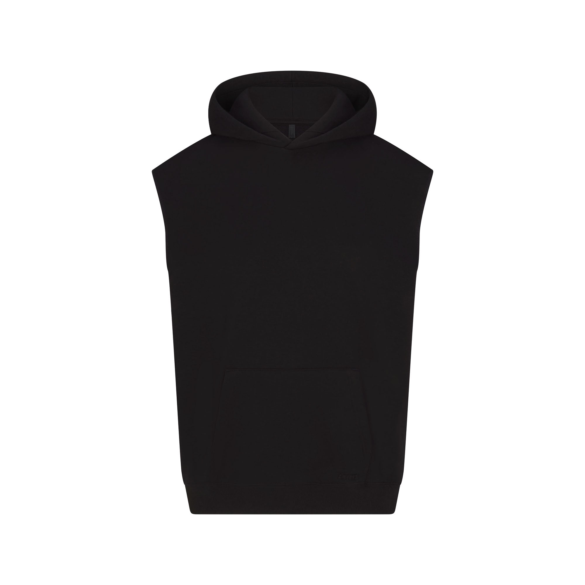 COTTON FLEECE OVERSIZED SLEEVELESS HOODIE | ONYX