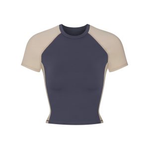 NikeSKIMS MATTE SHINE MIX CROPPED BABY T-SHIRT | DEEP ROYAL AND STONE