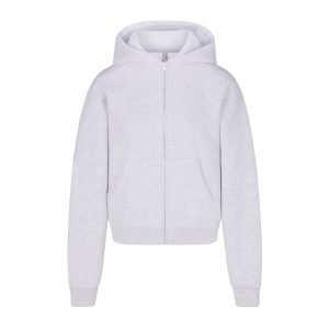 COTTON FLEECE CLASSIC ZIP UP HOODIE | LIGHT HEATHER GREY