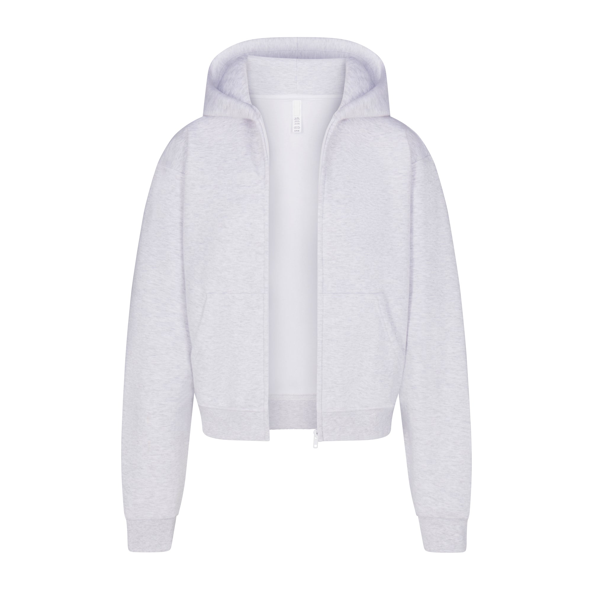 COTTON FLEECE ZIP UP HOODIE | LIGHT HEATHER GREY - Image 5