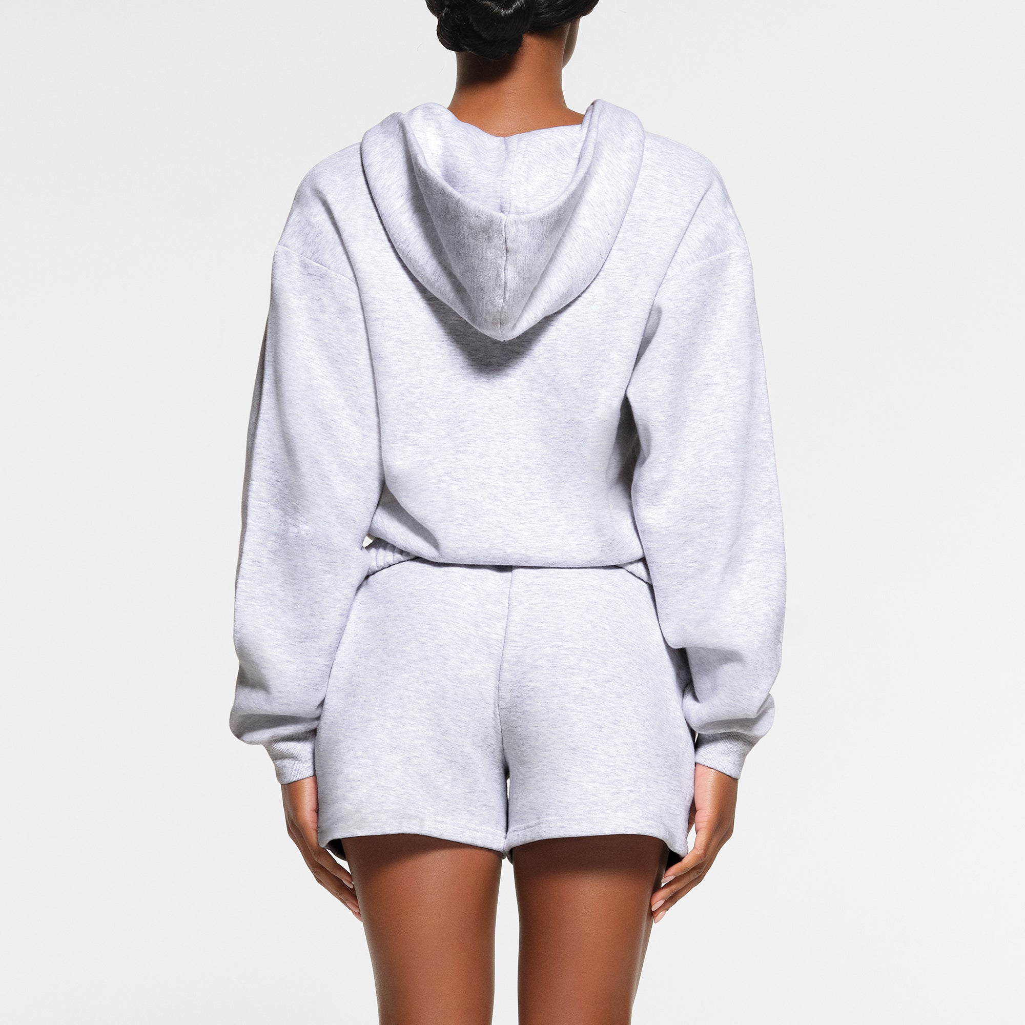 COTTON FLEECE ZIP UP HOODIE | LIGHT HEATHER GREY - Image 4