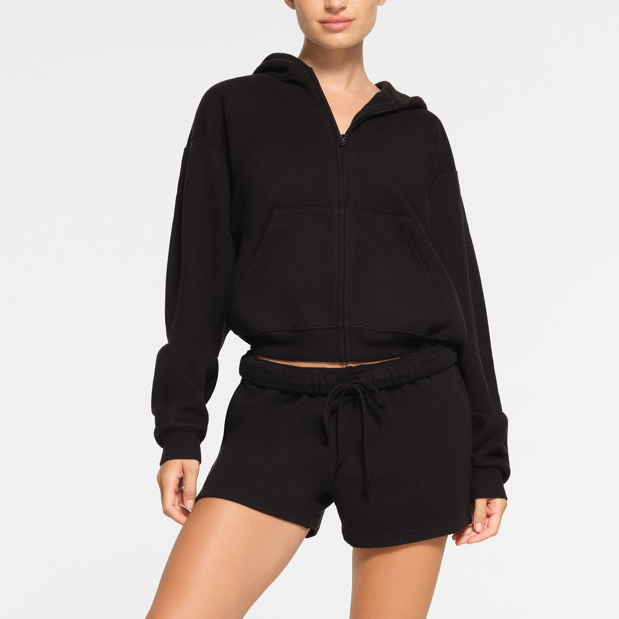 COTTON FLEECE ZIP UP HOODIE | ONYX - Image 2