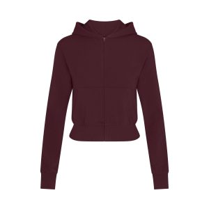 COTTON JERSEY ZIP UP HOODIE | CURRANT