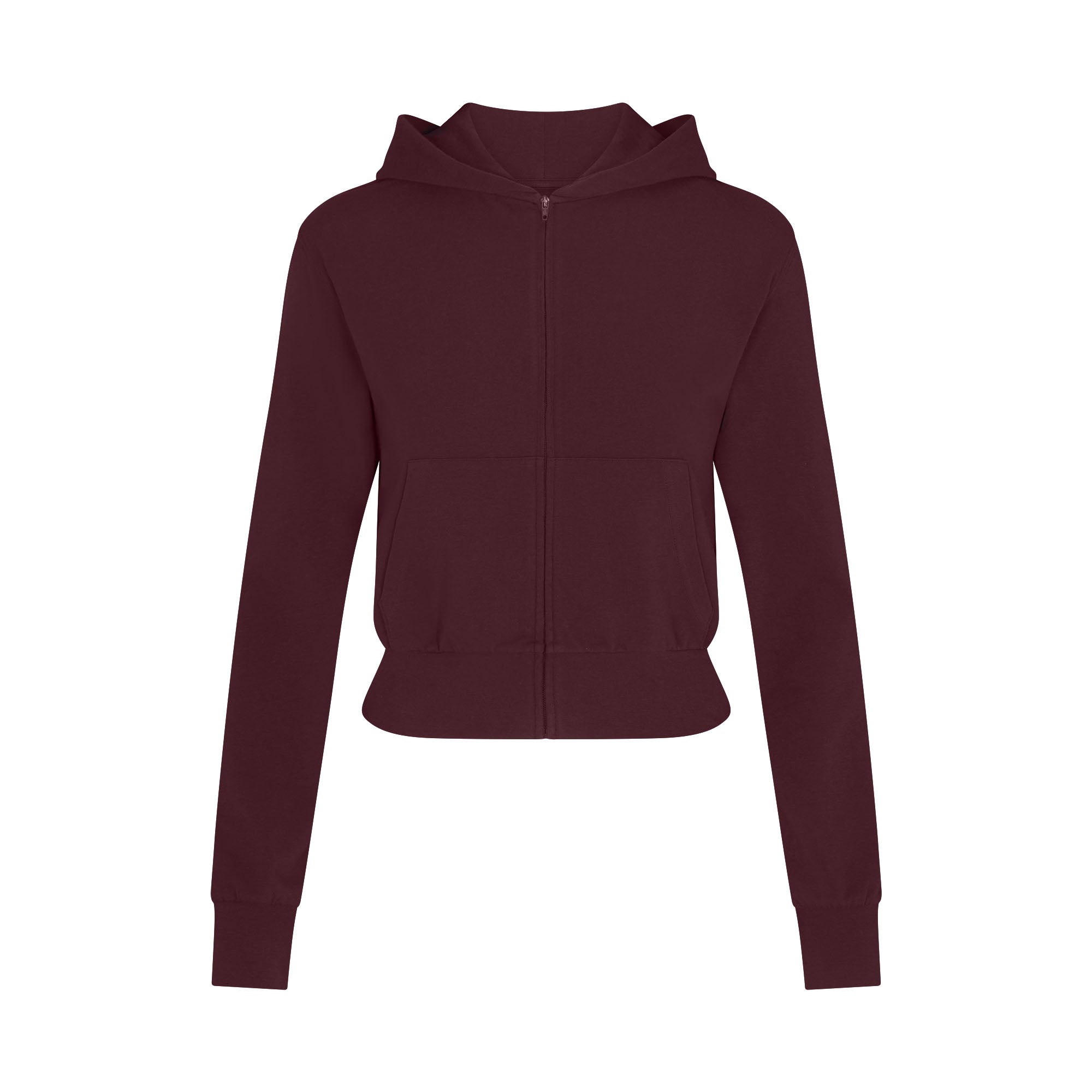 COTTON JERSEY ZIP UP HOODIE | CURRANT