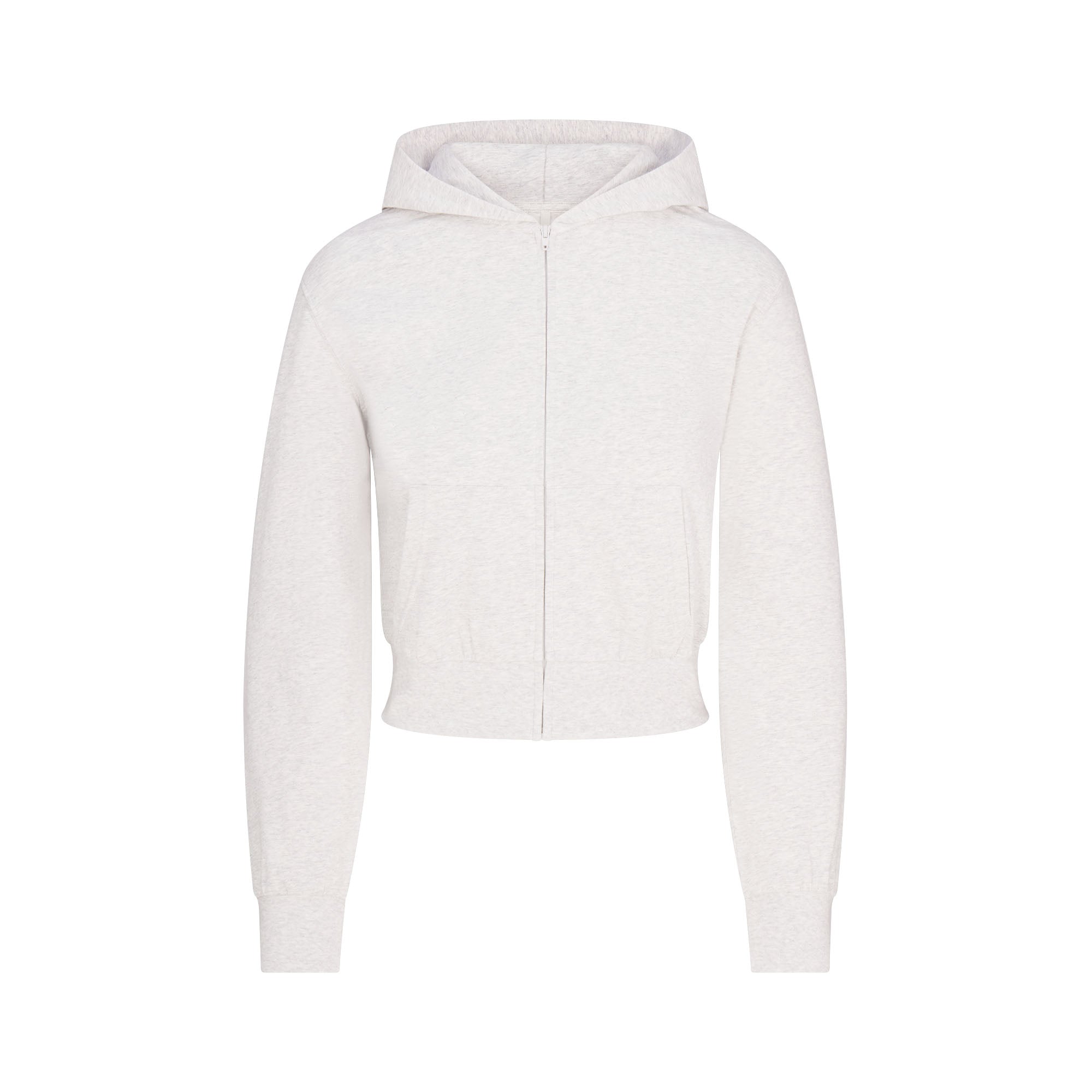 COTTON JERSEY ZIP UP HOODIE | LIGHT HEATHER GREY
