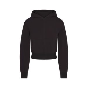 COTTON JERSEY ZIP UP HOODIE | SOOT