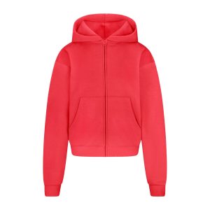 COTTON FLEECE CLASSIC ZIP UP HOODIE | WASHED RED