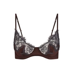 SILK LACE UNLINED DEMI BRA | ESPRESSO CONTRAST