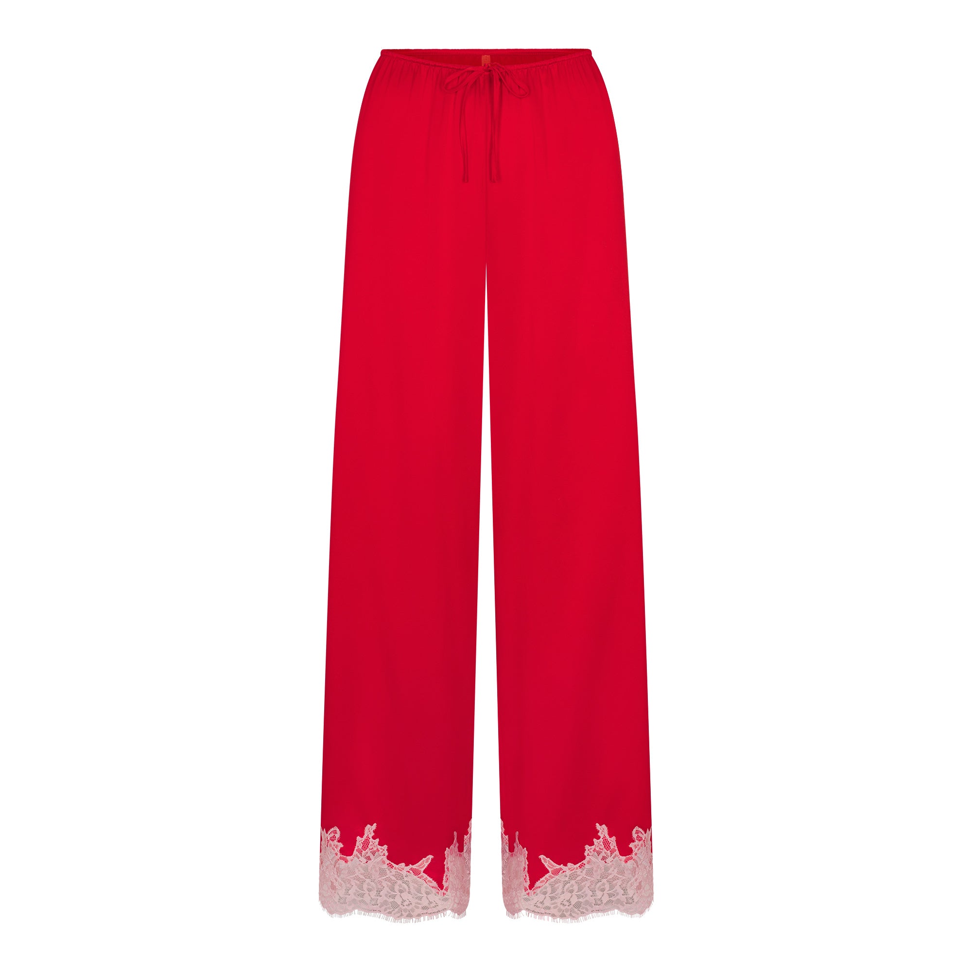 SILK LACE STRAIGHT LEG PANT | RUBY CONTRAST
