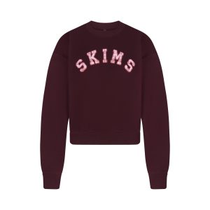 COTTON FLEECE CLASSIC CREWNECK | CURRANT ARCHED SKIMS PLAID