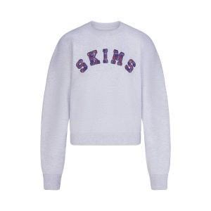 COTTON FLEECE CLASSIC CREWNECK | LIGHT HEATHER GREY ARCHED SKIMS PLAID