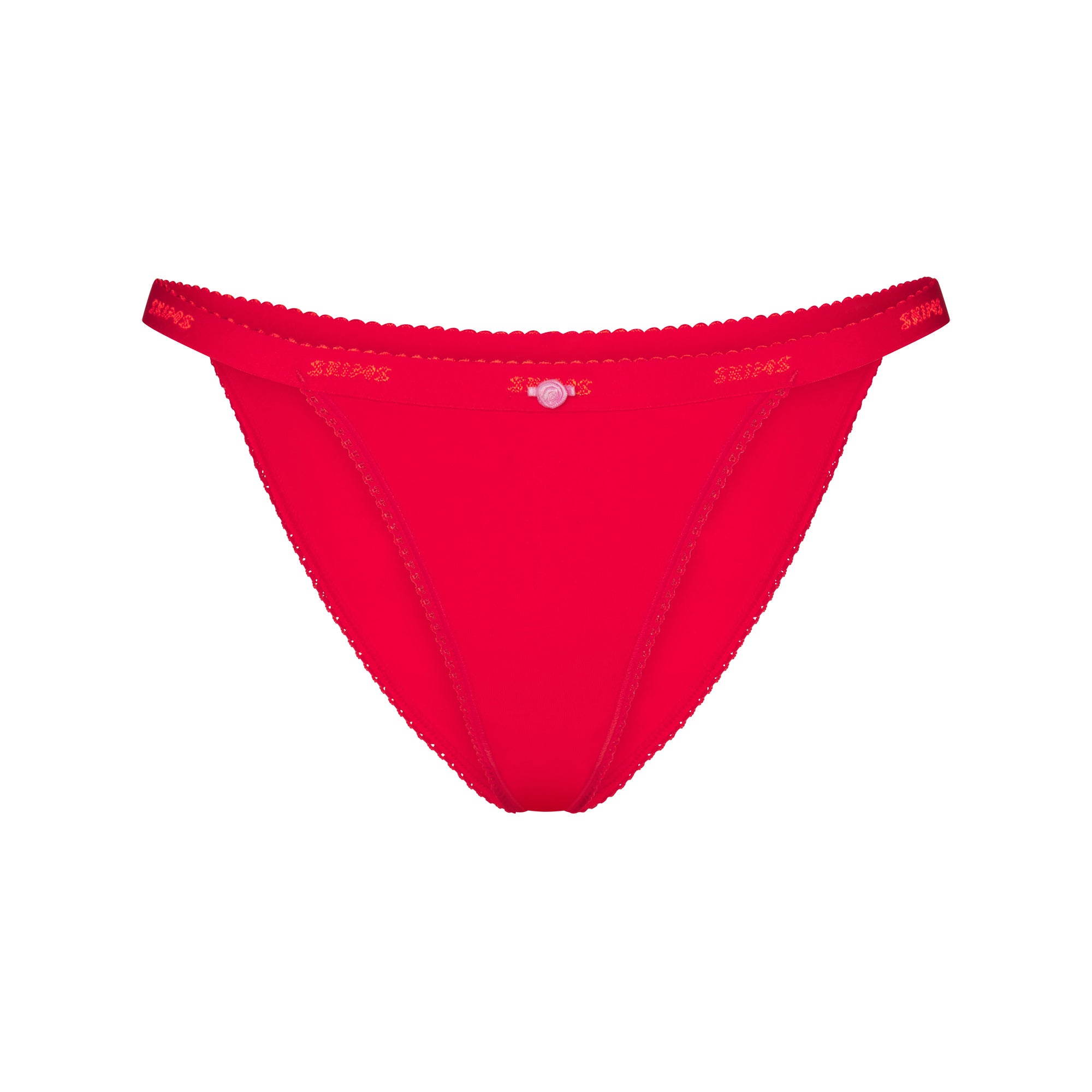 LIGHTWEIGHT COTTON LOGO PICOT STRING BIKINI | RUBY TONAL