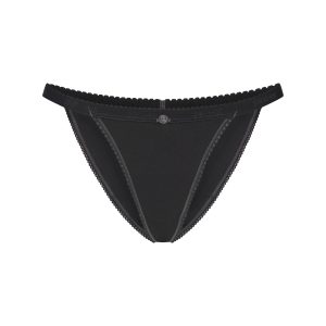 LIGHTWEIGHT COTTON LOGO PICOT STRING BIKINI | SOOT