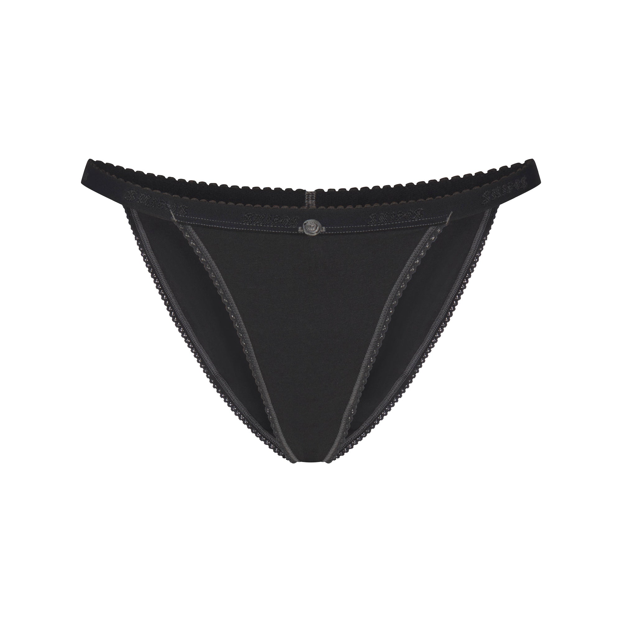 LIGHTWEIGHT COTTON LOGO PICOT STRING BIKINI | SOOT