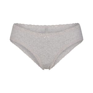 LIGHTWEIGHT COTTON POINTELLE LACE BRIEF | LIGHT HEATHER GREY