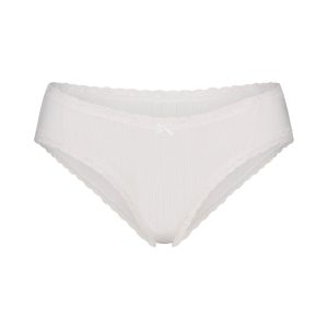LIGHTWEIGHT COTTON POINTELLE LACE BRIEF | SNOW