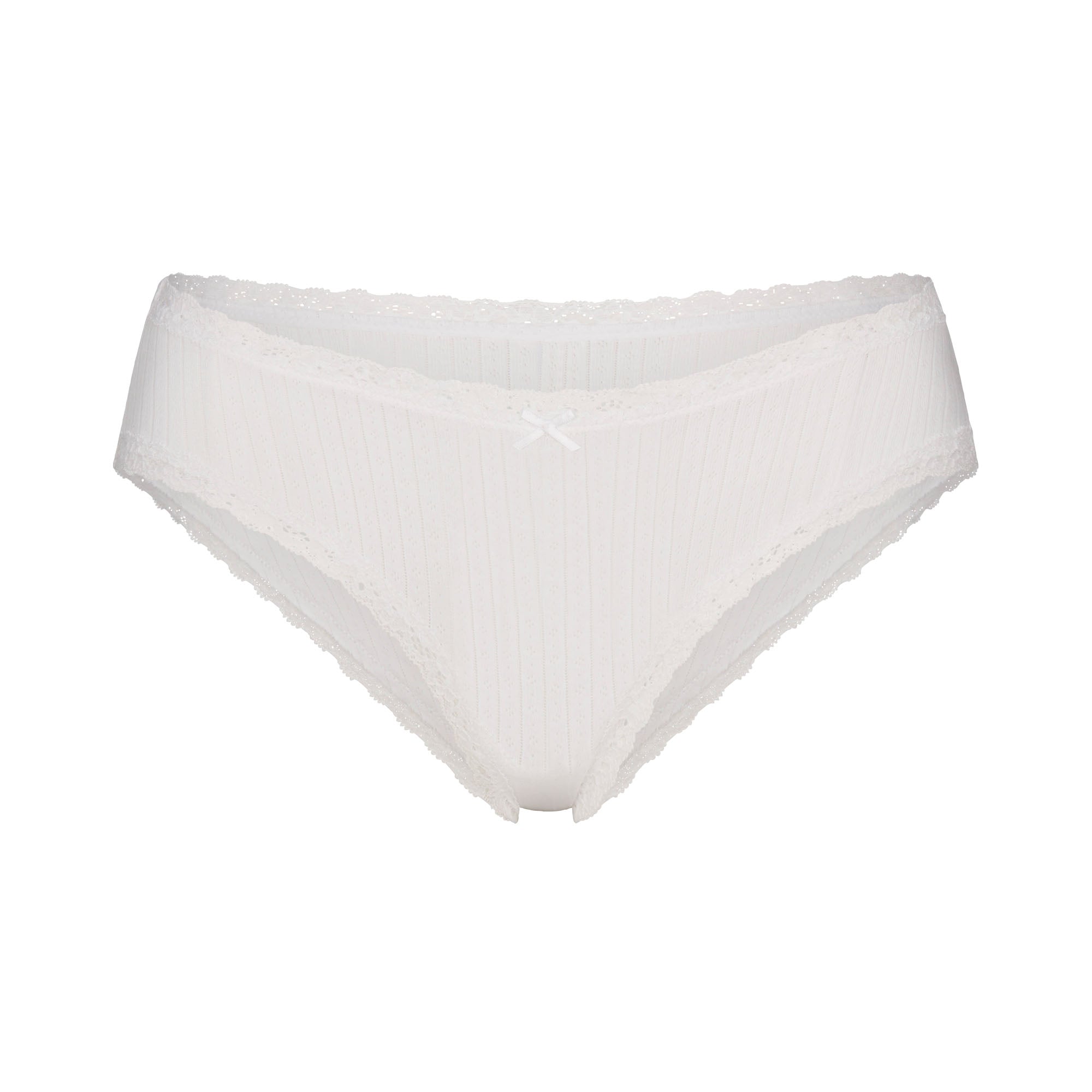 LIGHTWEIGHT COTTON POINTELLE LACE BRIEF | SNOW