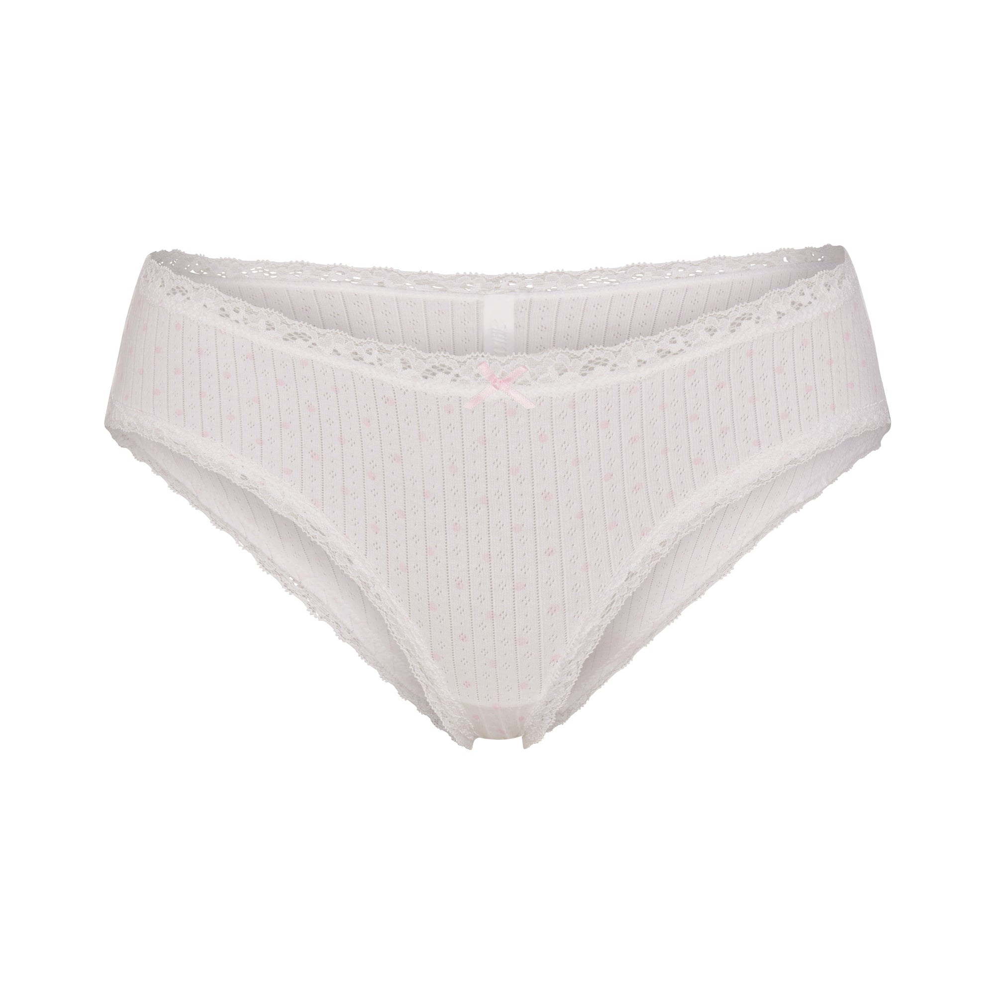 LIGHTWEIGHT COTTON POINTELLE LACE BRIEF | SNOW PEONY PIN DOT