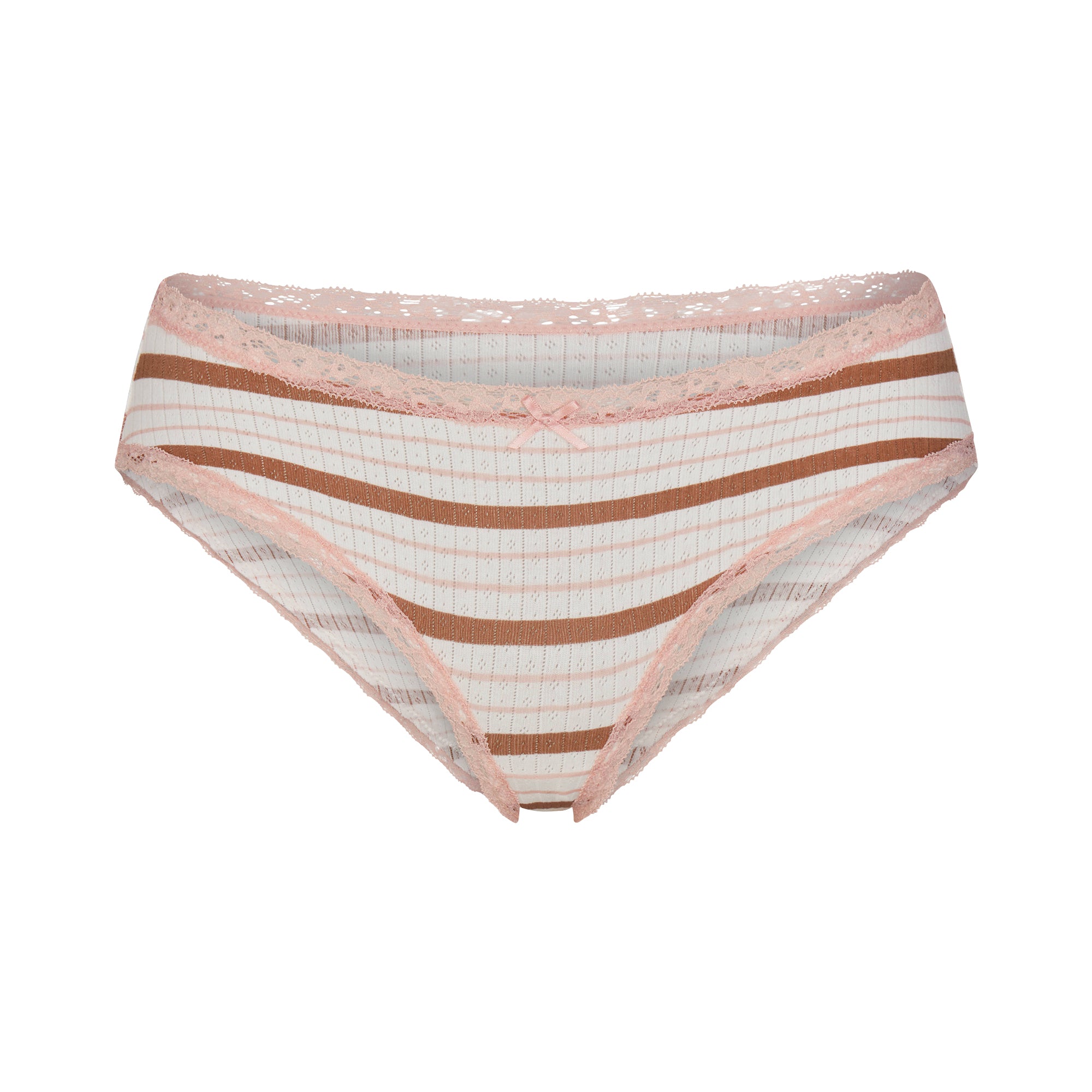 LIGHTWEIGHT COTTON POINTELLE LACE BRIEF | VILLA EGRET RUNWAY STRIPE