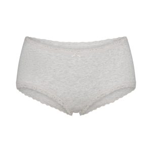 LIGHTWEIGHT COTTON POINTELLE LACE BOY SHORT | LIGHT HEATHER GREY